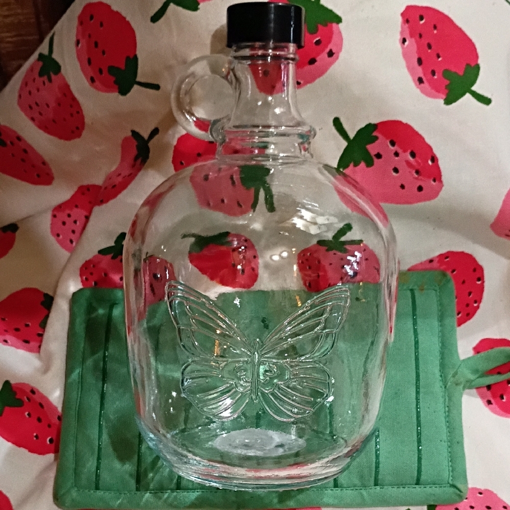 Glass Jug with Butterfly Design 64 Ounce Growler By Dolly Parton